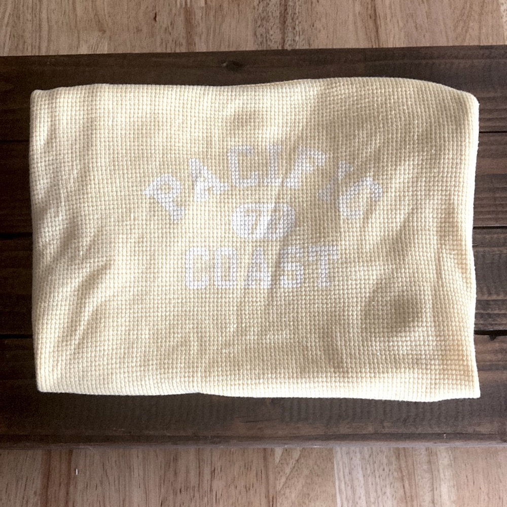 yellow “pacific coast” american eagle crop top